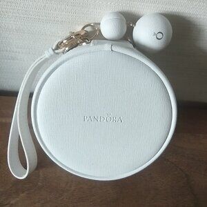 Pandora White Travel Case Jewelry Jewellery Box With Wrist Strap Wristlet